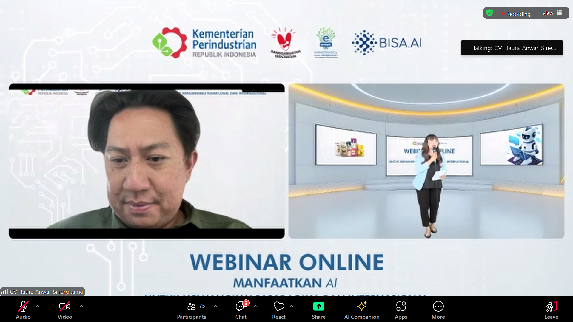 Webinar Bisa AI x Kementrian Perindustrian, Pemanfaatan AI